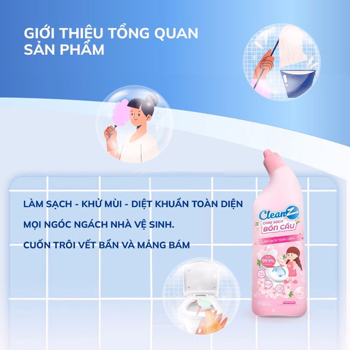 Chai Nước Tẩy Rửa Bồn Cầu, Toilet, Nhà Vệ Sinh Hương Hoa Anh Đào Khử Mùi Diệt Khuẩn Ctb809 - Bechip - Ảnh 2