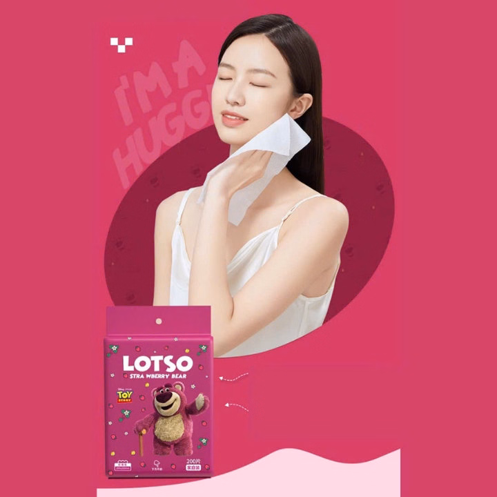Bịch Khăn Giấy Khô Gấu Dâu Lotso 200 Tờ Dạng Rút Mềm Mại Sử Dụng Đa Năng Tiện Lợi L024 - Lady'S Passion - Ảnh 2