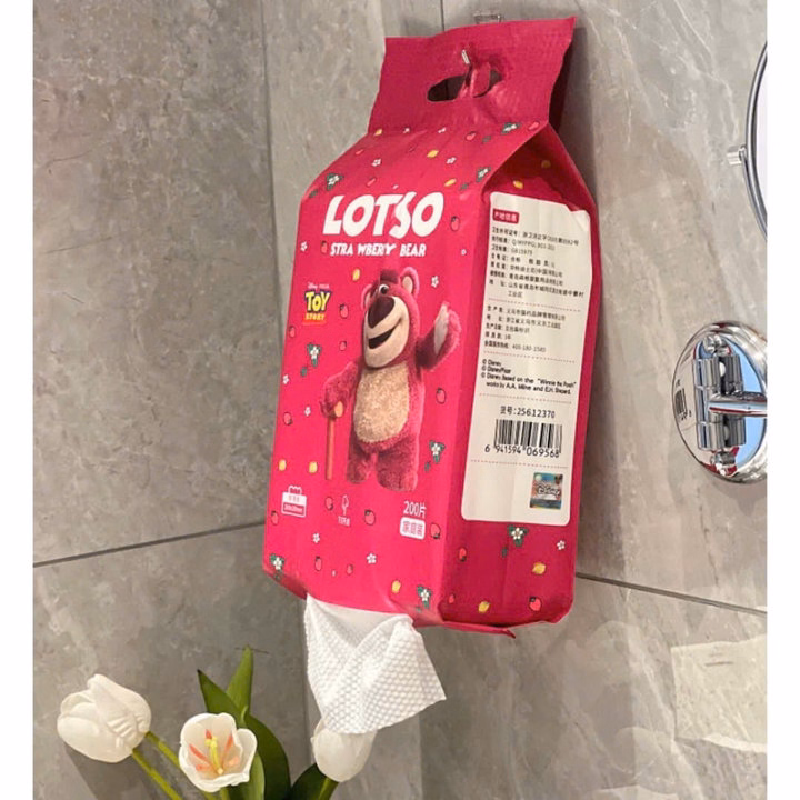 Bịch Khăn Giấy Khô Gấu Dâu Lotso 200 Tờ Dạng Rút Mềm Mại Sử Dụng Đa Năng Tiện Lợi L024 - Lady'S Passion - Ảnh 7