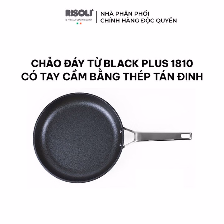 Chảo Đáy Từ Black Plus 1810 Có Tay Cầm Bằng Thép Tán Đinh - Op103Bain/20,24,28 - Risolì - Ảnh 3