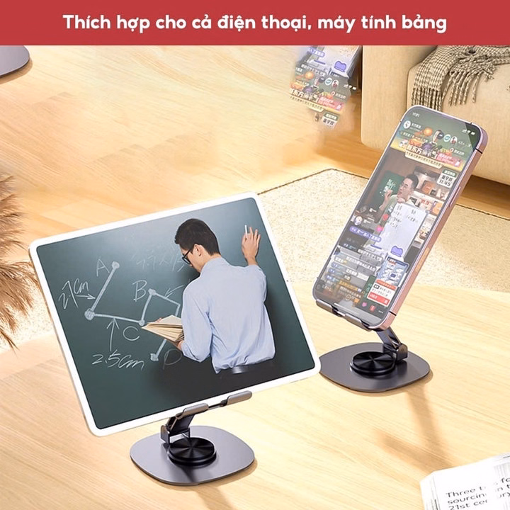 Giá Đỡ Điện Thoại, Ipad Kim Loại C-003 Xoay 360 Độ - Su - Ảnh 7