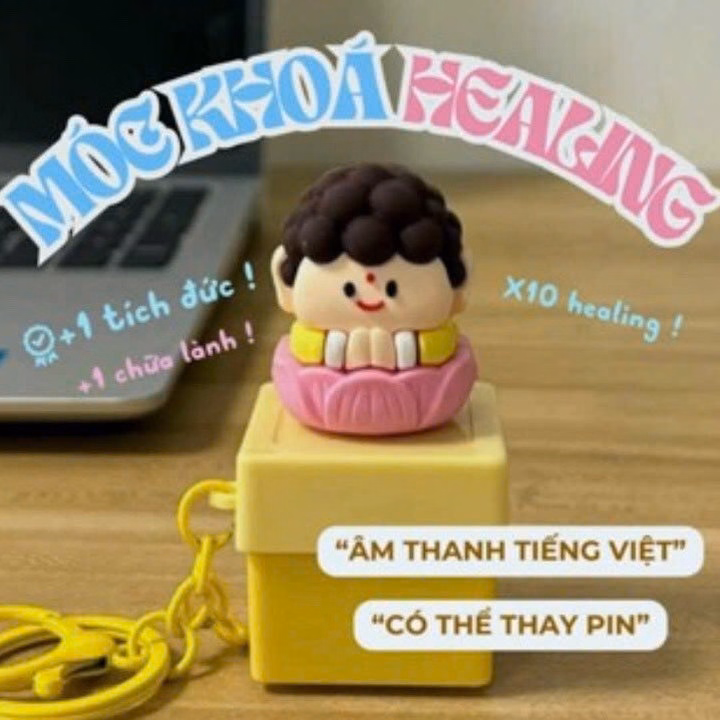 Móc Khóa Nút Điện Tử Có Tiếng Tích Đức Tịnh Tâm - Su - Ảnh 3