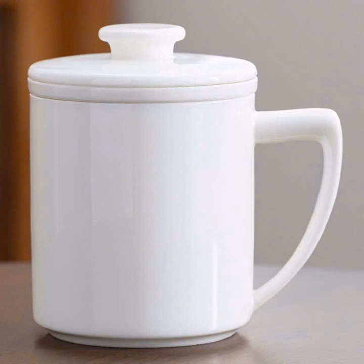 Cốc Sứ Trắng (Có Lọc) Dùng Uống Trà Văn Phòng Tiện Lợi Sương Mai - Ảnh 2