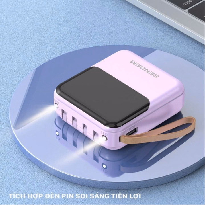 Pin Dự Phòng Sendem P301 10.000Mah Tích Hợp Cáp Sạc, Có Led Báo Phần Trăm Pin - Gdn - Ảnh 5