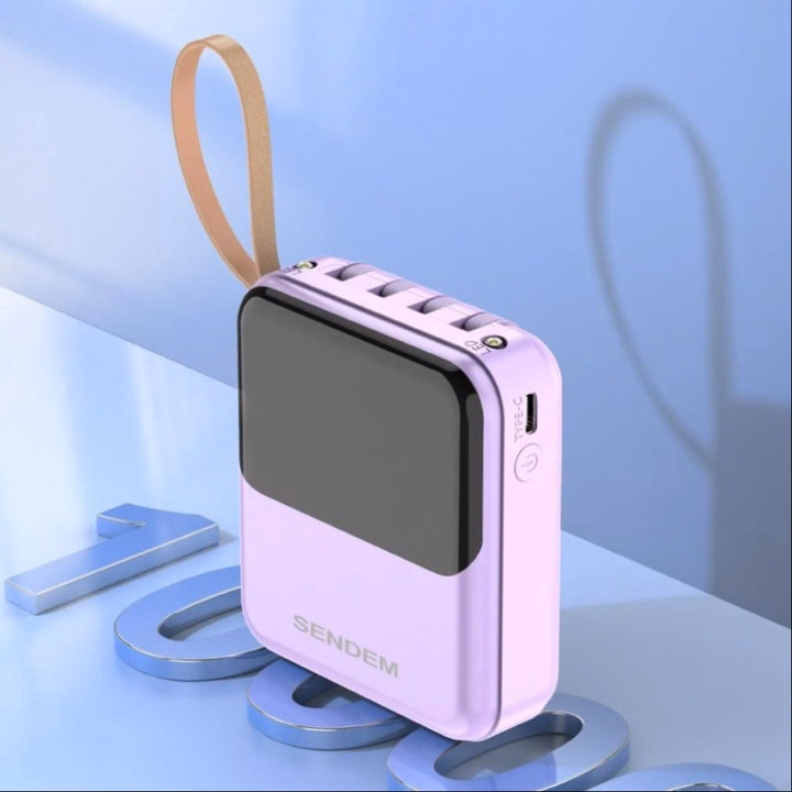 Pin Dự Phòng Sendem P301 10.000Mah Tích Hợp Cáp Sạc, Có Led Báo Phần Trăm Pin - Gdn - Ảnh 2