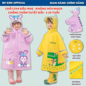 Áo Mưa Cho Bé Từ 3-10 Tuổi Bh Kids, Chất Liệu Eva Thân Thiện Môi Trường, Chống Thấm Tuyệt Đối, Dày Dặn - Ch172