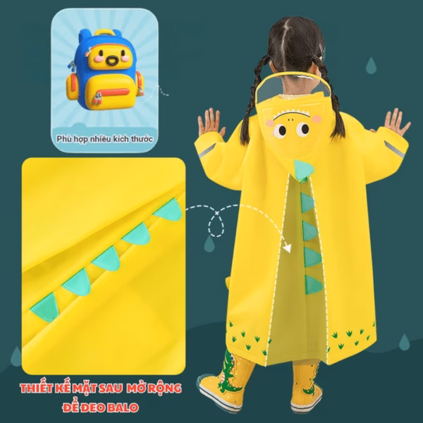 Áo Mưa Cho Bé Từ 3-10 Tuổi Bh Kids, Chất Liệu Eva Thân Thiện Môi Trường, Chống Thấm Tuyệt Đối, Dày Dặn - Ch172 - Ảnh 3