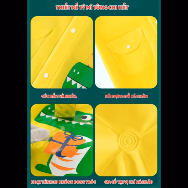 Áo Mưa Cho Bé Từ 3-10 Tuổi Bh Kids, Chất Liệu Eva Thân Thiện Môi Trường, Chống Thấm Tuyệt Đối, Dày Dặn - Ch172 - Ảnh 6