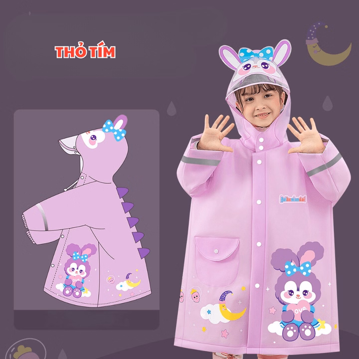 Áo Mưa Cho Bé Từ 3-10 Tuổi Bh Kids, Chất Liệu Eva Thân Thiện Môi Trường, Chống Thấm Tuyệt Đối, Dày Dặn - Ch172 - Ảnh 8