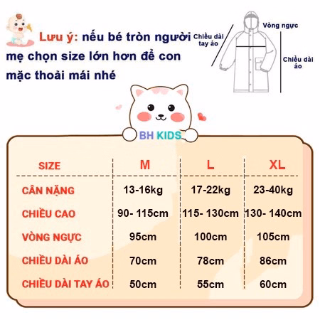 Áo Mưa Cho Bé Từ 3-10 Tuổi Bh Kids, Chất Liệu Eva Thân Thiện Môi Trường, Chống Thấm Tuyệt Đối, Dày Dặn - Ch172 - Ảnh 12
