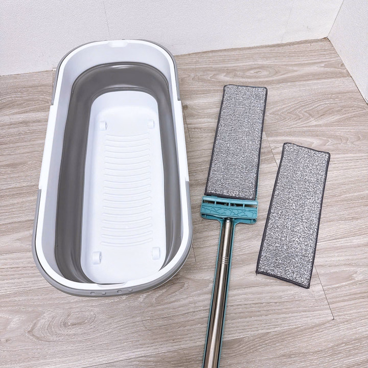Combo Cây Vắt Phẳng Xanh 2 Bông + Xô Gấp Gọn - Su - Ảnh 5