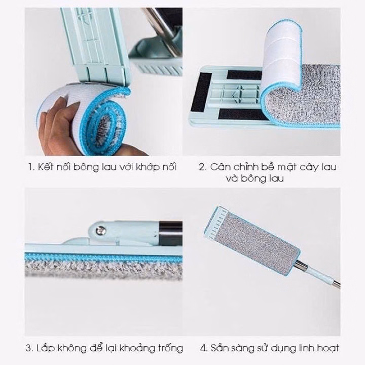 Combo Cây Vắt Phẳng Xanh 2 Bông + Xô Gấp Gọn - Su - Ảnh 3