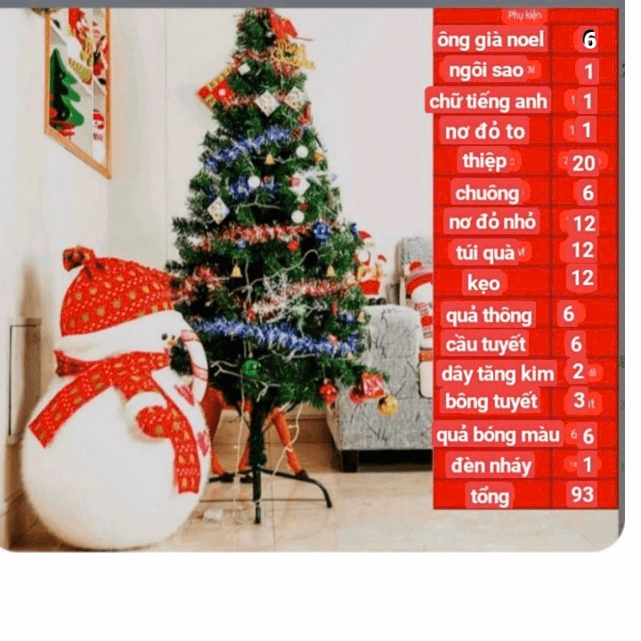 Cây Thông Noel Cao 1,5M, Chân Sắt Đầy Đủ Phụ Kiện Trang Trí Noel Ctb534 - Bechip - Ảnh 10