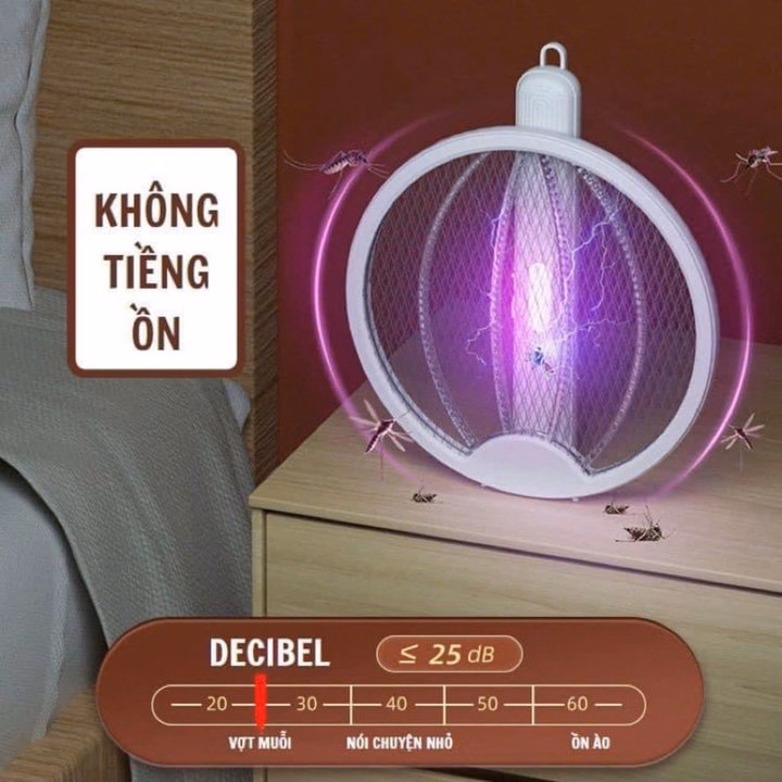 Vợt Diệt Muỗi Thông Minh Gấp Gọn 2 In 1 Kiêm Đèn Bắt Muỗi Tự Động Ban Đêm Gd202 - Lady'S Passion - Ảnh 5
