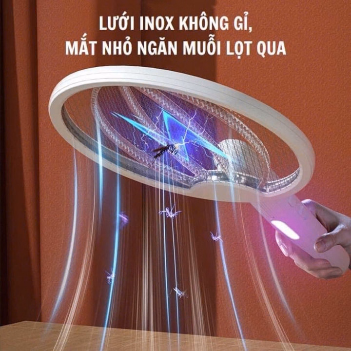 Vợt Diệt Muỗi Thông Minh Gấp Gọn 2 In 1 Kiêm Đèn Bắt Muỗi Tự Động Ban Đêm Gd202 - Lady'S Passion - Ảnh 8