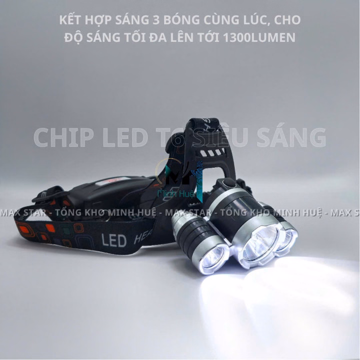 Đèn Pin Đội Đầu Siêu Sáng 3 Bóng Led T6-03 Chiếu Xa Trăm Mét Chống Nước, Va Đập Tốt Đèn Led Pha Đi Đêm Cao Cấp Gd203 - Lady'S Passion - Ảnh 5