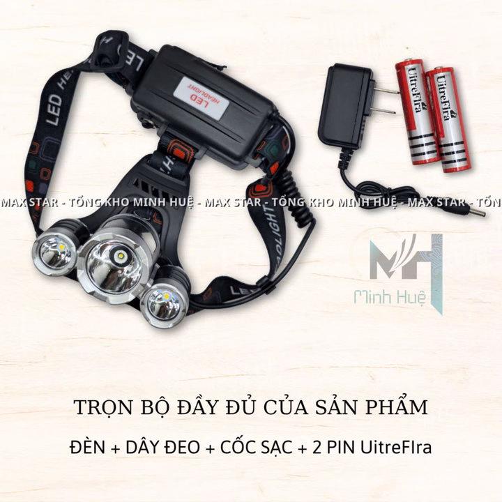 Đèn Pin Đội Đầu Siêu Sáng 3 Bóng Led T6-03 Chiếu Xa Trăm Mét Chống Nước, Va Đập Tốt Đèn Led Pha Đi Đêm Cao Cấp Gd203 - Lady'S Passion - Ảnh 9