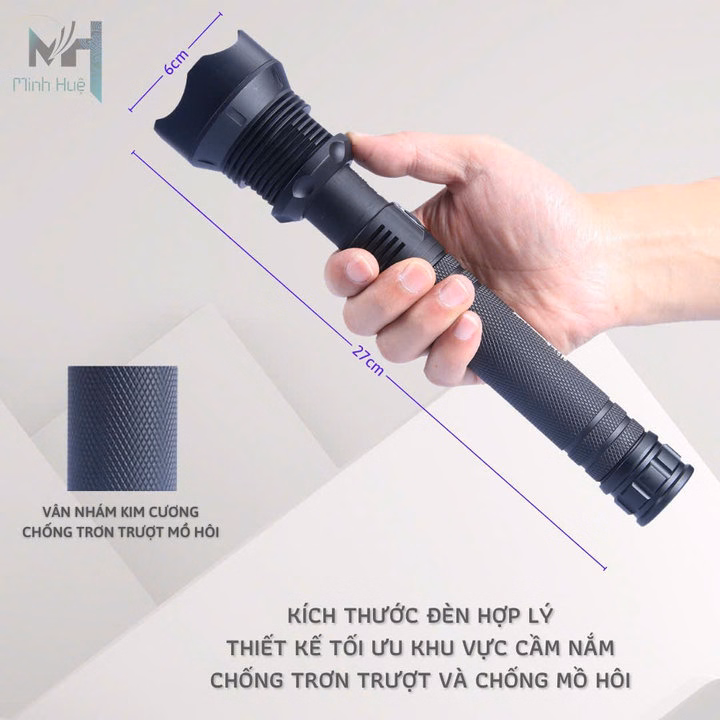 Đèn Pin Cầm Tay Siêu Sáng Xhp70 Chiếu Xa 700 Mét Chống Nước Ipx7 Pin Trâu Gd206 - Lady'S Passion - Ảnh 4