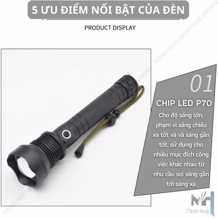 Đèn Pin Cầm Tay Siêu Sáng Xhp70 Chiếu Xa 700 Mét Chống Nước Ipx7 Pin Trâu Gd206 - Lady'S Passion - Ảnh 5