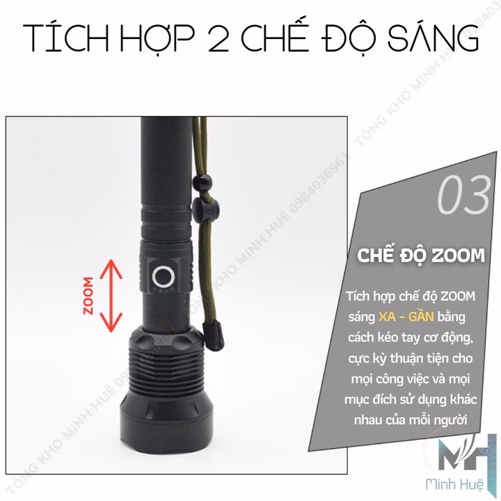 Đèn Pin Cầm Tay Siêu Sáng Xhp70 Chiếu Xa 700 Mét Chống Nước Ipx7 Pin Trâu Gd206 - Lady'S Passion - Ảnh 6
