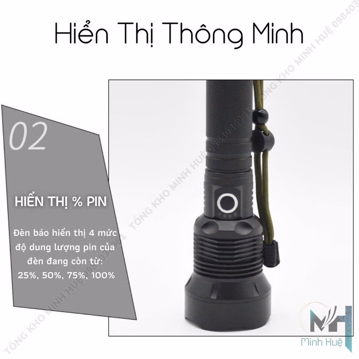 Đèn Pin Cầm Tay Siêu Sáng Xhp70 Chiếu Xa 700 Mét Chống Nước Ipx7 Pin Trâu Gd206 - Lady'S Passion - Ảnh 2