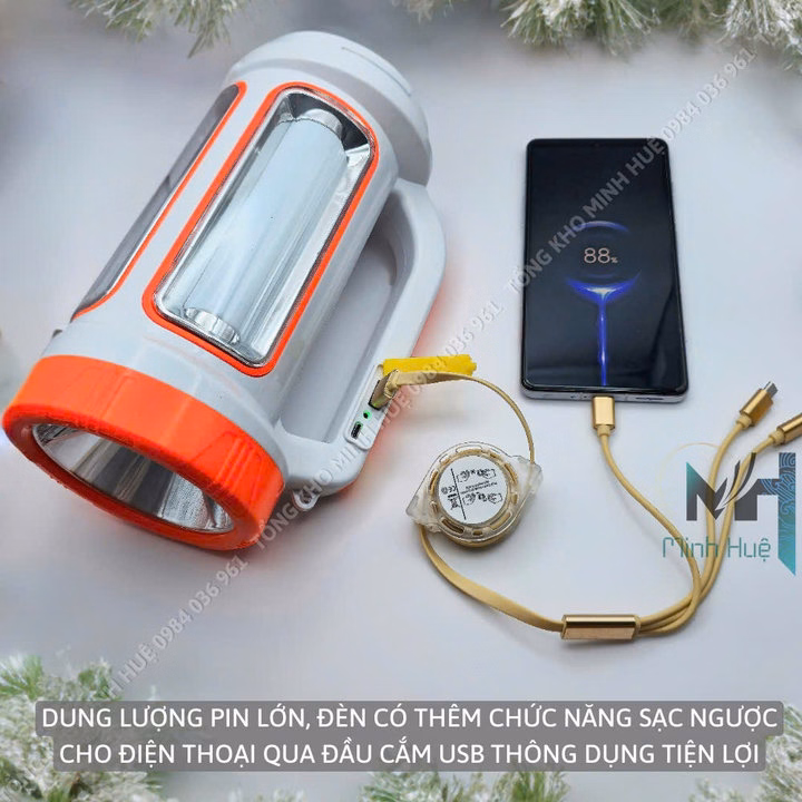 Đèn Pin Cầm Tay Siêu Sáng Jq 6088 Chiếu Xa 650 Mét Sạc Năng Lượng Mặt Trời, Sạc Ngược Cho Điện Thoại Gd207 - Lady'S Passion - Ảnh 6