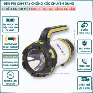 Đèn Pin Cầm Tay Siêu Sáng Hc 261 Chiếu Xa 650 Mét Sạc Ngược Cho Điện Thoại Đèn Dã Ngoại Đèn Cầm Tay Đèn Cắm Trại Gd209 - Lady'S Passion