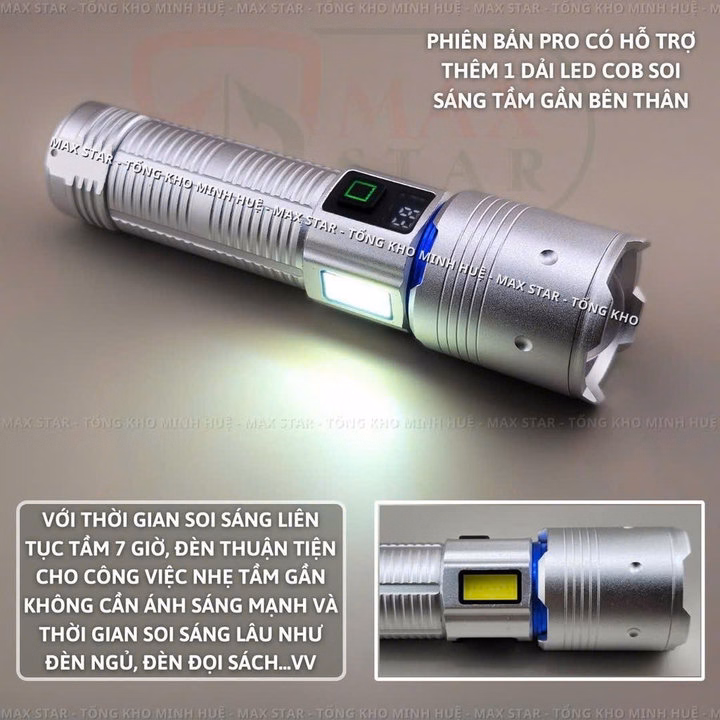 Đèn Pin Cầm Tay Siêu Sáng Zoom Xa Gần Max Star A3 Pro Hiển Thị Pin Tích Hợp Sạc Nhanh Chống Nước Ipx7 Siêu Sáng Xa 500M Gd212 - Lady'S Passion - Ảnh 5