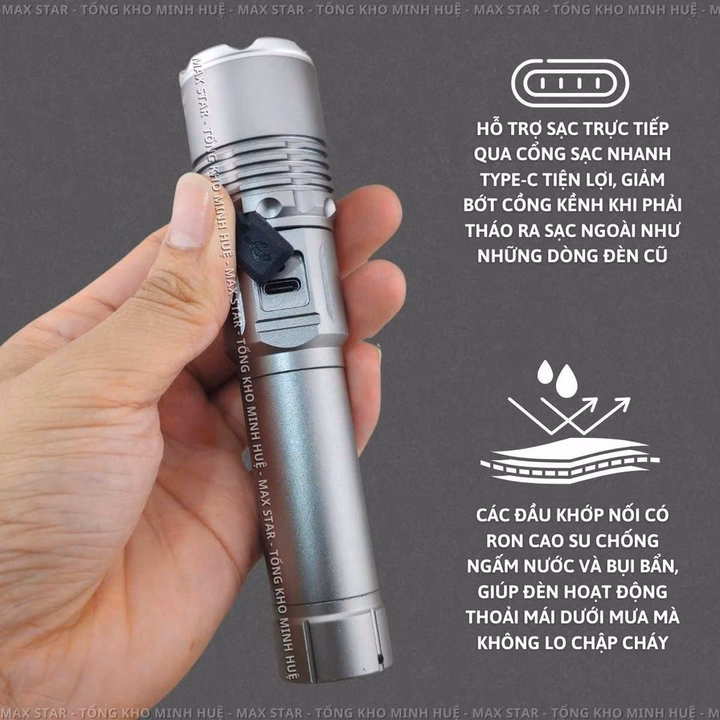 Đèn Pin Cầm Tay Siêu Sáng Mini Raybow 1196 Hiển Thị Phần Trăm Pin Soi Xa Gần Pin Trâu Chống Nước Vỏ Nhôm Chất Lượng Cao Gd215 - Lady'S Passion - Ảnh 5