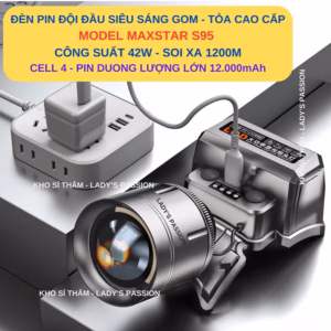 Đèn Pin Đội Đầu Siêu Sáng Max Star S95 Zoom Sáng Xa Gần Công Suất 42W Soi Xa 1200 Mét, Đèn Đội Đầu Pin Trâu Gd216 - Lady'S Passion