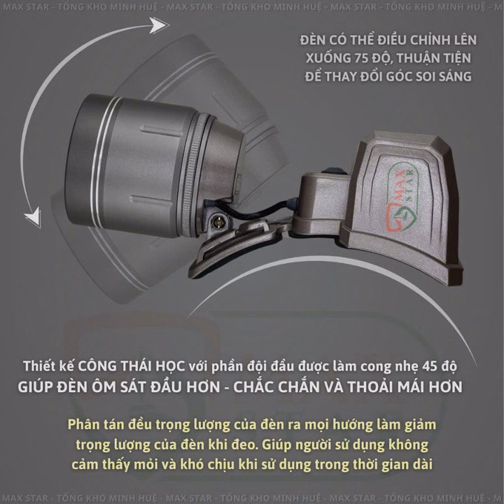 Đèn Pin Đội Đầu Siêu Sáng Max Star S95 Zoom Sáng Xa Gần Công Suất 42W Soi Xa 1200 Mét, Đèn Đội Đầu Pin Trâu Gd216 - Lady'S Passion - Ảnh 4