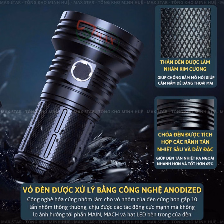 Đèn Pin Cầm Tay Siêu Sáng 45000 Lumen Max Star K80 Công Suất 240W Cao Cấp Chính Hãng Dung Lượng Pin 14400Mah Gd218 - Lady'S Passion - Ảnh 6