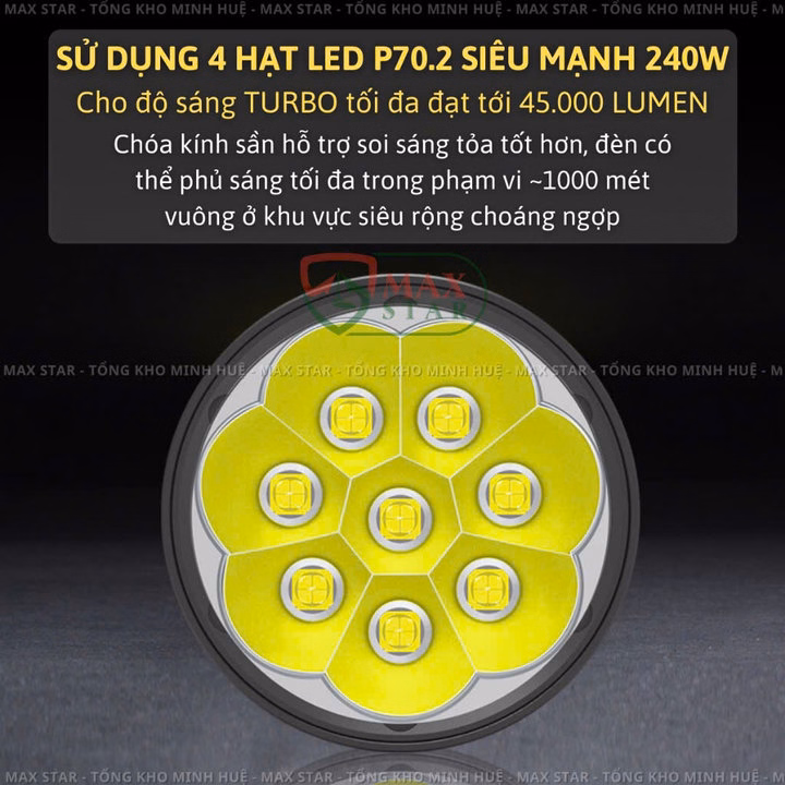 Đèn Pin Cầm Tay Siêu Sáng 45000 Lumen Max Star K80 Công Suất 240W Cao Cấp Chính Hãng Dung Lượng Pin 14400Mah Gd218 - Lady'S Passion - Ảnh 5