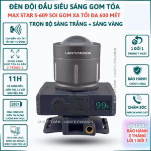 Đèn Pin Đội Đầu Siêu Sáng Max Star S609 Zoom Xa Gần Gom Tỏa, Pin Trâu, Cảm Biến Sạc Ngược Cho Điện Thoại Đa Năng Cao Cấp Gd219 - Lady'S Passion