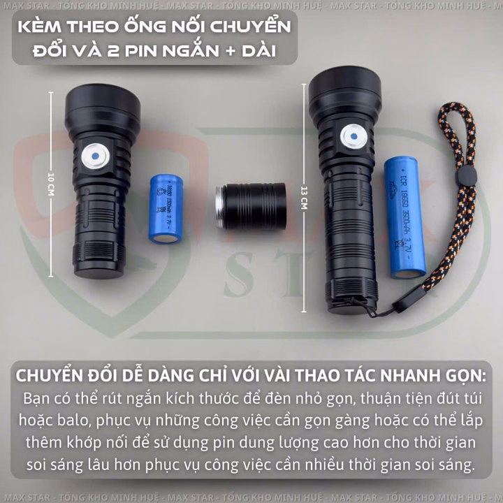 Đèn Pin Cầm Tay Mini Siêu Sáng Gom Pha Max Star M40 Vỏ Nhôm Chống Nước Ipx7 Led Sst40 Cao Cấp Gd220 - Lady'S Passion - Ảnh 4