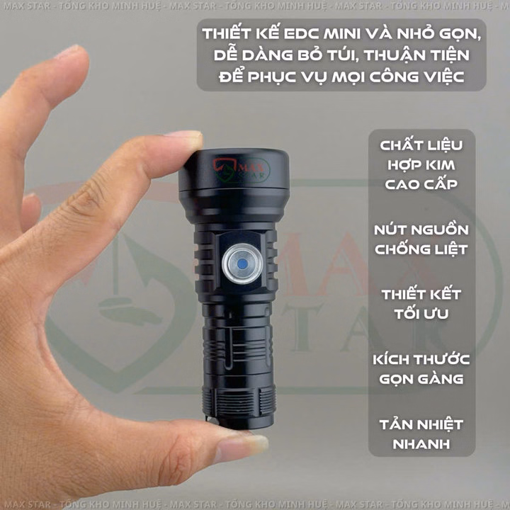 Đèn Pin Cầm Tay Mini Siêu Sáng Gom Pha Max Star M40 Vỏ Nhôm Chống Nước Ipx7 Led Sst40 Cao Cấp Gd220 - Lady'S Passion - Ảnh 8