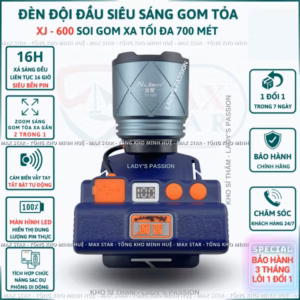 Đèn Pin Đội Đầu Siêu Sáng Xj600 Zoom Xa Gần Gom Tỏa Pin Trâu Cảm Biến Sạc Ngược Cho Điện Thoại Đa Năng Cao Cấp Gd221 - Lady'S Passion