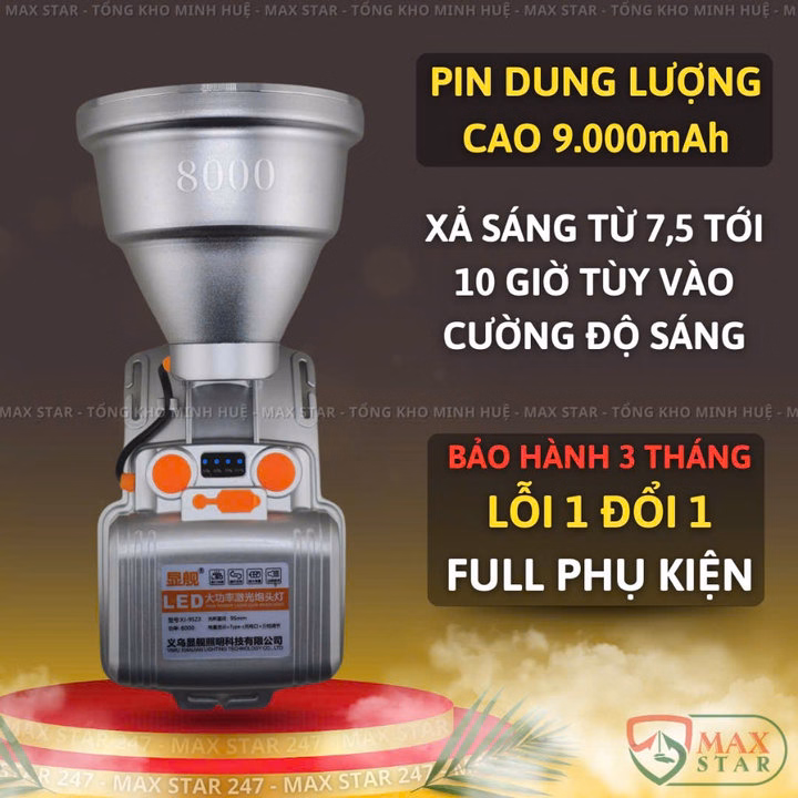 Đèn Pin Đội Đầu Siêu Sáng Xj9523 Chiếu Xa 1000M Tích Điện 10 Giờ Đổi 3 Màu Tặng Kèm Dây Đeo Đầu Thay Thế Gd222 - Lady'S Passion - Ảnh 9