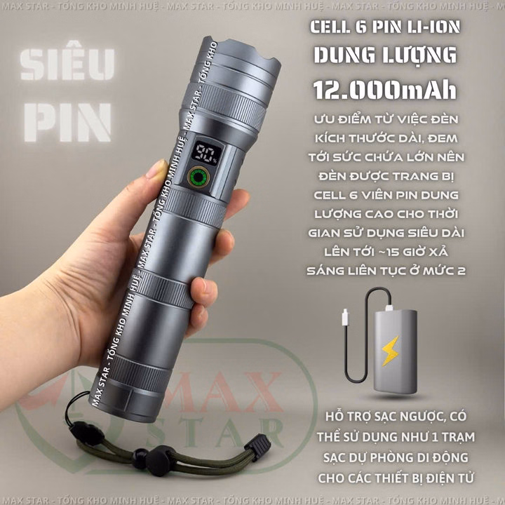 Đèn Pin Cầm Tay Siêu Sáng Raybow 1223 Pin Siêu Trâu 12000Mah Soi Gom Tỏa Xa Gần Chống Nước Vỏ Nhôm Chất Lượng Cao Gd226 - Lady'S Passion - Ảnh 3