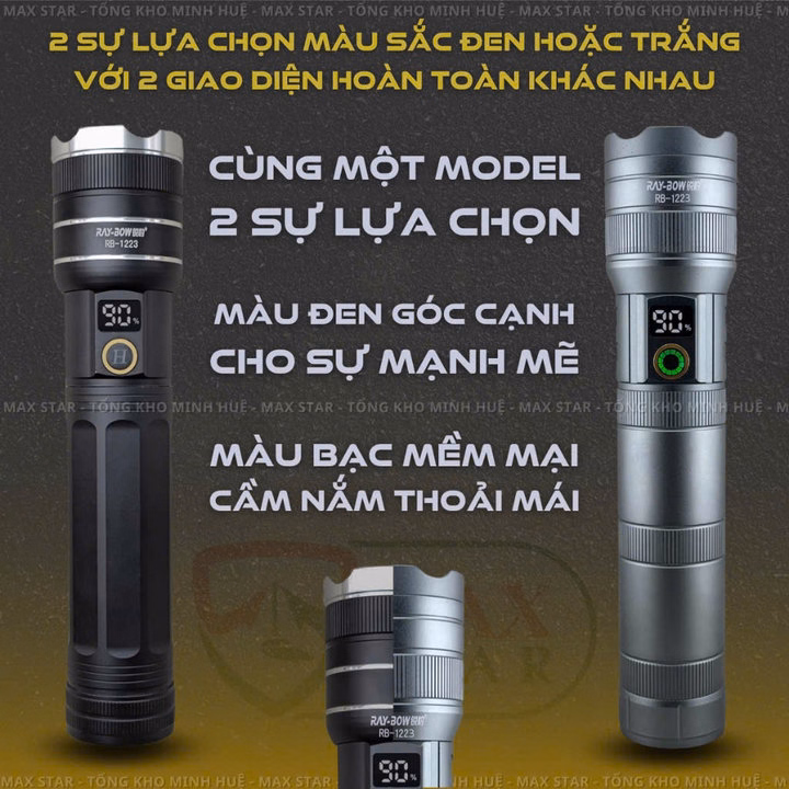 Đèn Pin Cầm Tay Siêu Sáng Raybow 1223 Pin Siêu Trâu 12000Mah Soi Gom Tỏa Xa Gần Chống Nước Vỏ Nhôm Chất Lượng Cao Gd226 - Lady'S Passion - Ảnh 9