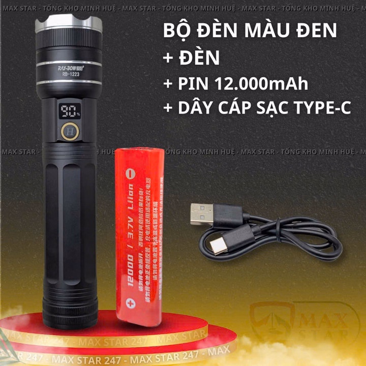 Đèn Pin Cầm Tay Siêu Sáng Raybow 1223 Pin Siêu Trâu 12000Mah Soi Gom Tỏa Xa Gần Chống Nước Vỏ Nhôm Chất Lượng Cao Gd226 - Lady'S Passion - Ảnh 11