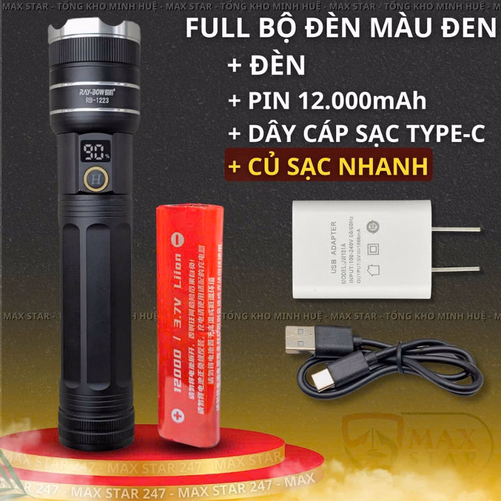 Đèn Pin Cầm Tay Siêu Sáng Raybow 1223 Pin Siêu Trâu 12000Mah Soi Gom Tỏa Xa Gần Chống Nước Vỏ Nhôm Chất Lượng Cao Gd226 - Lady'S Passion - Ảnh 12