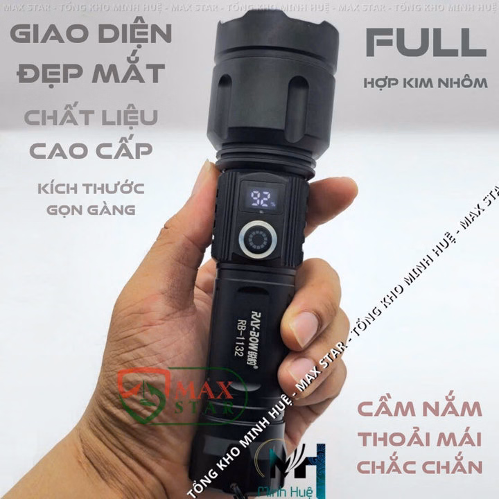 Đèn Pin Cầm Tay Raybow 1132 Siêu Sáng Zoom Xa Gần Sạc Ngược Cho Điện Thoại Chip Led Công Suất 26W Gd227 - Lady'S Passion - Ảnh 5