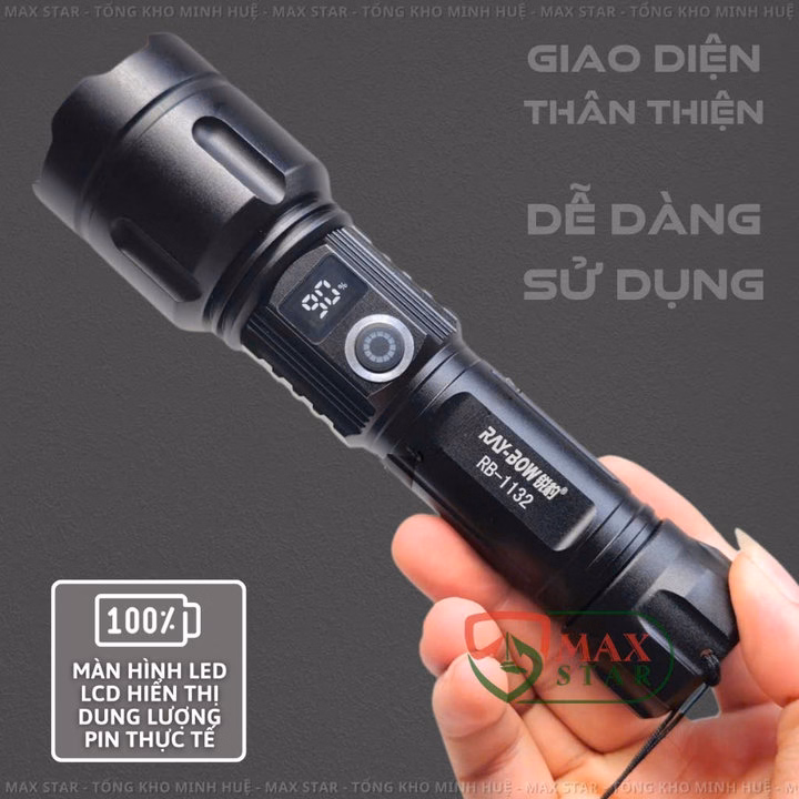 Đèn Pin Cầm Tay Raybow 1132 Siêu Sáng Zoom Xa Gần Sạc Ngược Cho Điện Thoại Chip Led Công Suất 26W Gd227 - Lady'S Passion - Ảnh 6