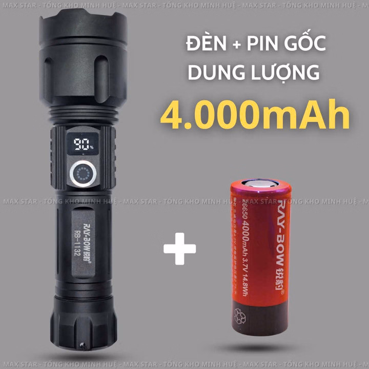 Đèn Pin Cầm Tay Raybow 1132 Siêu Sáng Zoom Xa Gần Sạc Ngược Cho Điện Thoại Chip Led Công Suất 26W Gd227 - Lady'S Passion - Ảnh 9