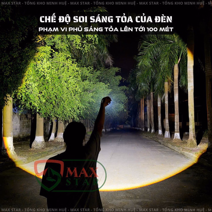 Đèn Pin Max Star No1 Pro Max Cầm Tay Siêu Sáng Chiếu Xa 750 Mét Zoom Sáng Xa Gần Chống Nước Sạc Ngược Cho Điện Thȯại Gd228 - Lady'S Passion - Ảnh 6