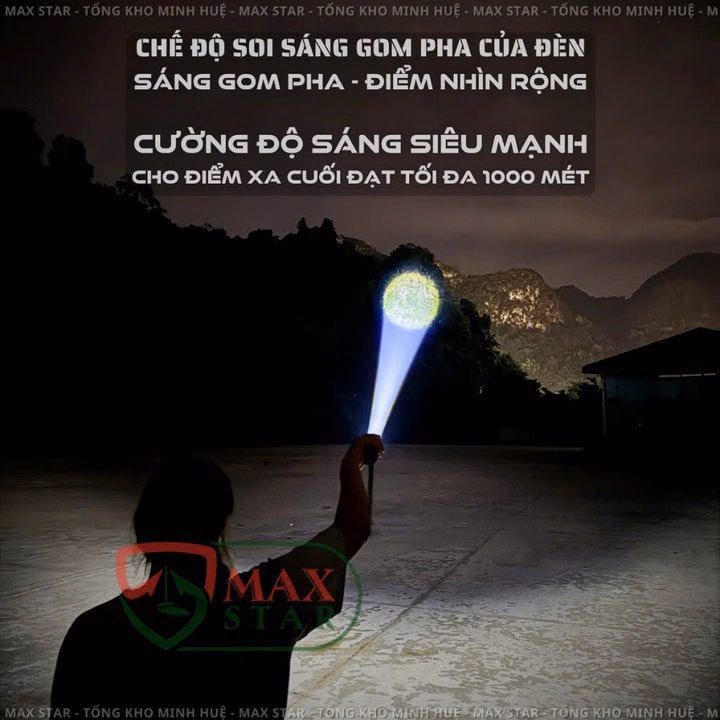 Đèn Pin Max Star No1 Pro Max Cầm Tay Siêu Sáng Chiếu Xa 750 Mét Zoom Sáng Xa Gần Chống Nước Sạc Ngược Cho Điện Thȯại Gd228 - Lady'S Passion - Ảnh 5