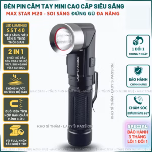 Đèn Pin Cầm Tay Mini Siêu Sáng Max Star M20 Vỏ Nhôm Chống Nước Ipx7 Chip Led Sst40 Chống Nước Ipx7 Soi Sáng Liên Tục ~5 Gd229 - Lady'S Passion