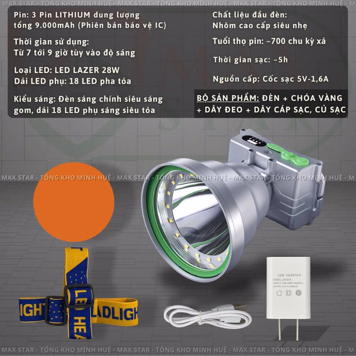Đèn Pin Đội Đầu Siêu Sáng Đa Năng Xj9801 Siêu Sáng Gom Tỏa 2 Trong 1 Sáng Mạnh Pin Trâu Hiển Thị Pin Sạc Type C Gd231 - Lady'S Passion - Ảnh 2