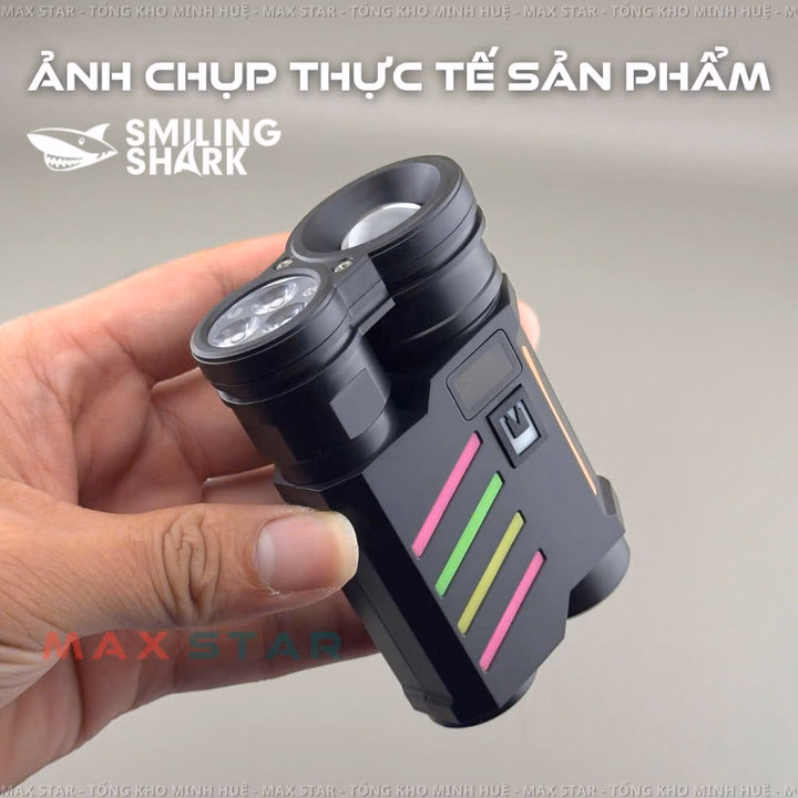 Đèn Pin Siêu Sáng Smiling Shark Sd5273 Cầm Tay 5 Chế Độ Sáng Màn Hình Led Lcd Hiển Thị Pin Tích Hợp Giải Dạ Quang Gd234 - Lady'S Passion - Ảnh 3